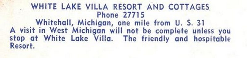 White Lake Villa Resort - Postcard